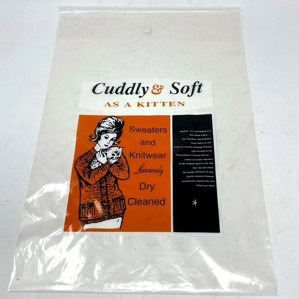 Vintage Cuddly & Soft Plastic Sweater Bag Laundry Dustcovers Dry Cleaner Bag